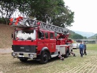 Fire engine on grasscrete paving